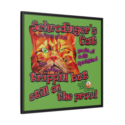 schrodinger's cat - framed canvas art (green)