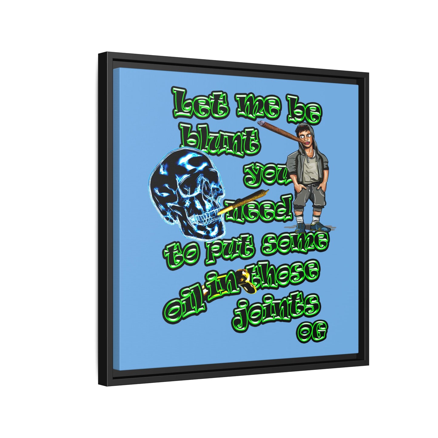 og - framed canvas art (light blue)