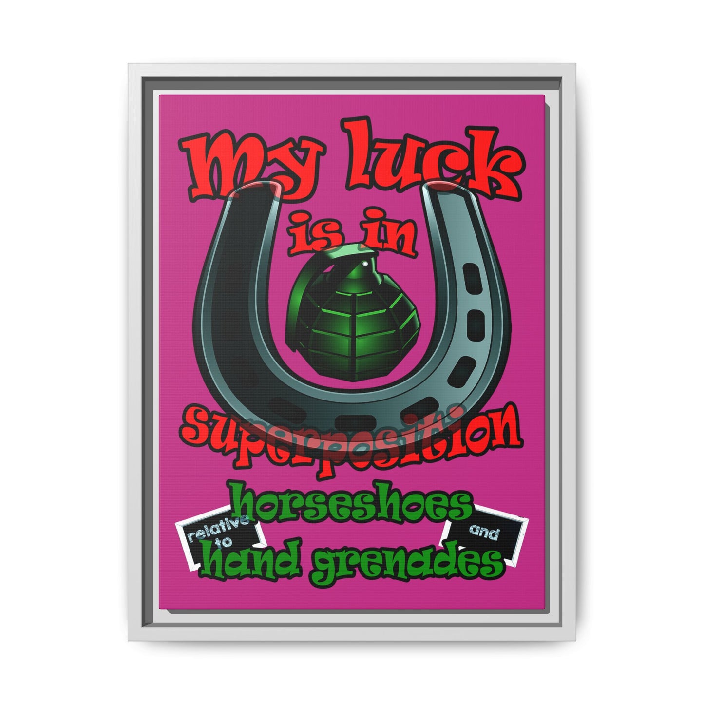 my luck - framed canvas art (pink)