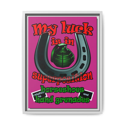 my luck - framed canvas art (pink)
