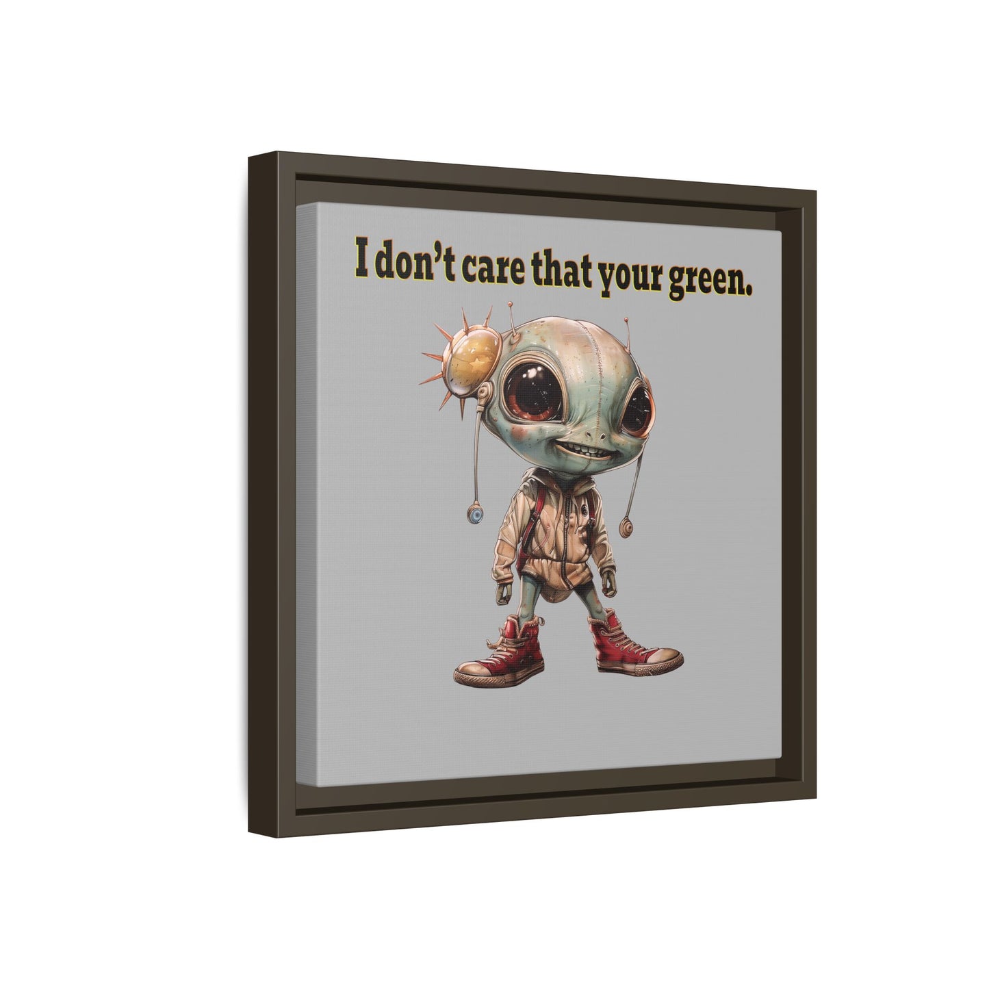 I don't care that your green - framed canvas art (light grey)