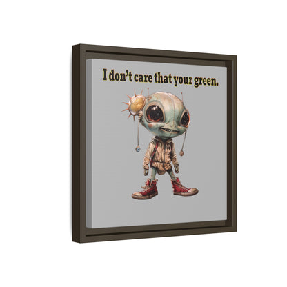 I don't care that your green - framed canvas art (light grey)