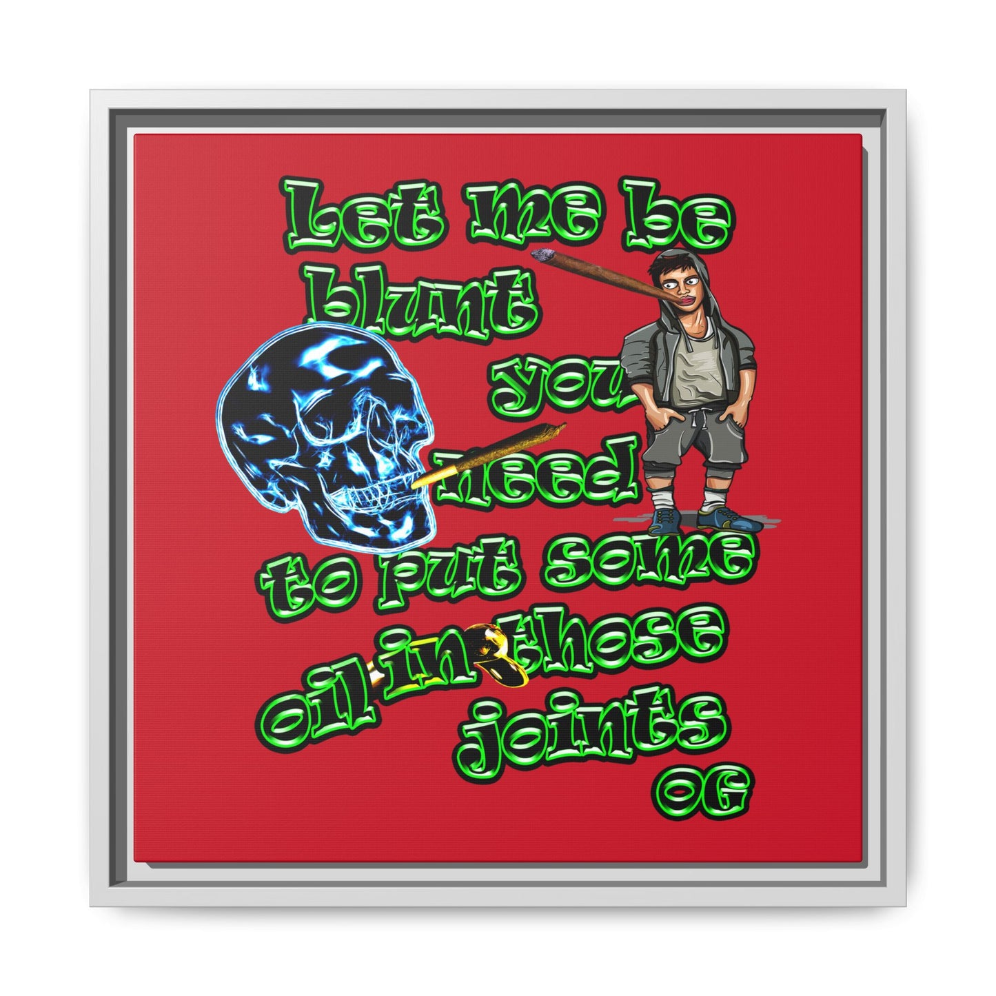 og - framed canvas art (dark red)