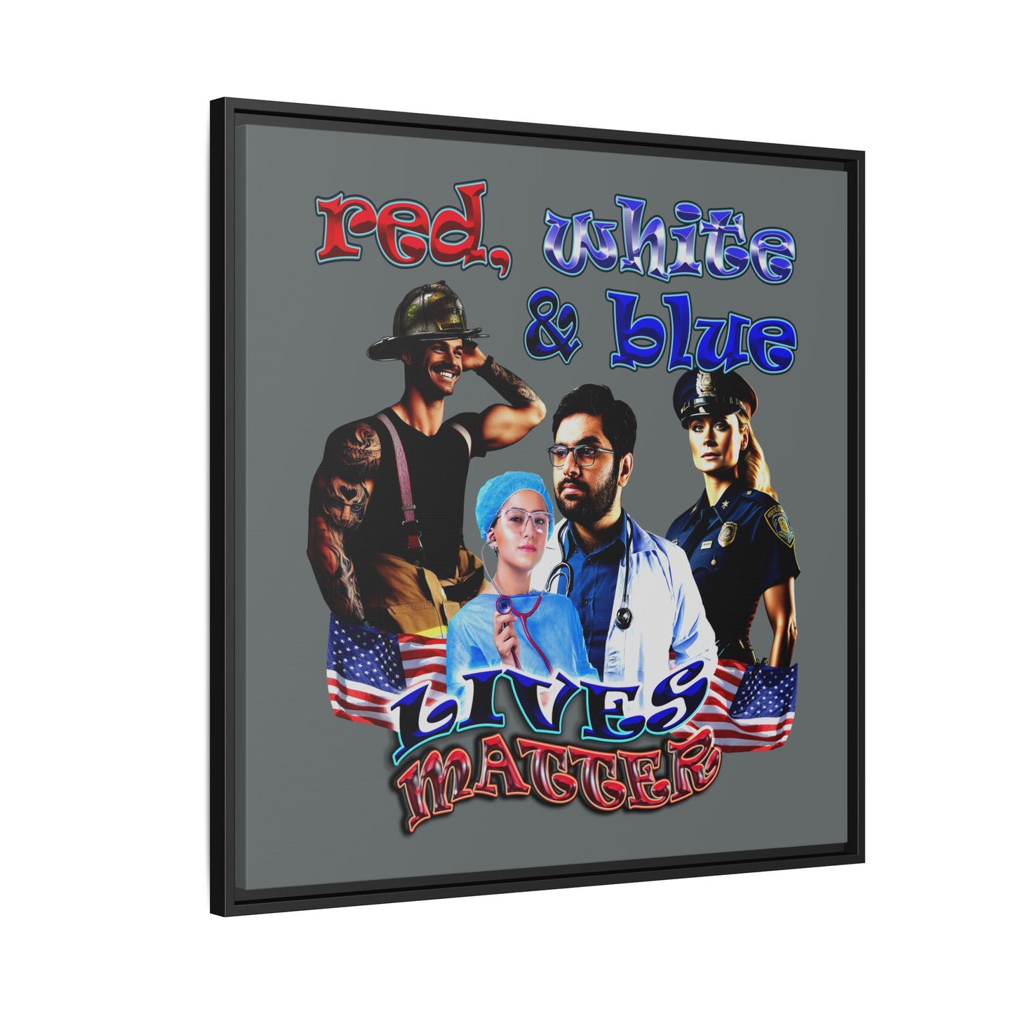 rw&b lives matter - framed canvas art (dark grey)