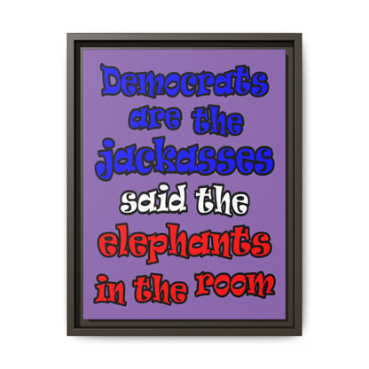 donkeys and elephants - framed canvas art (light purple)