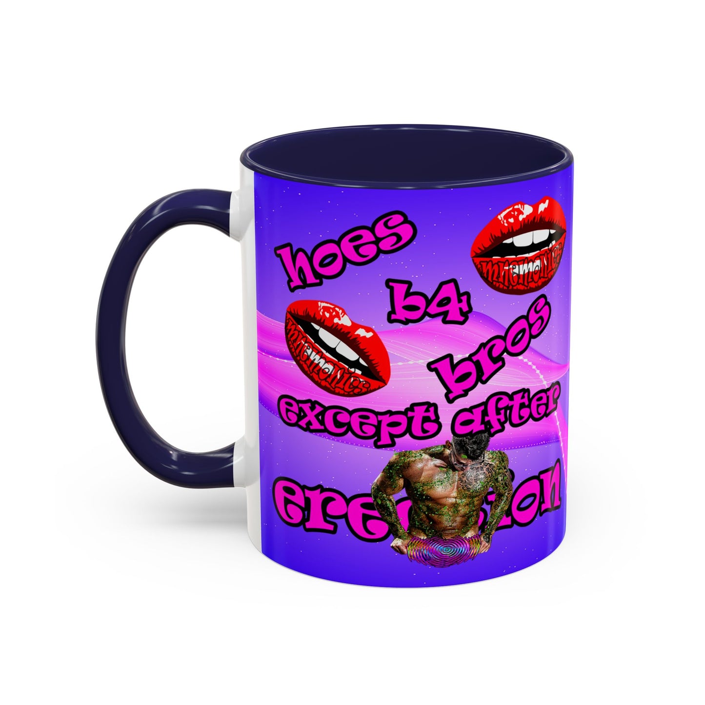 hoes b4 bros - Accent Mug (purple-pink wave)