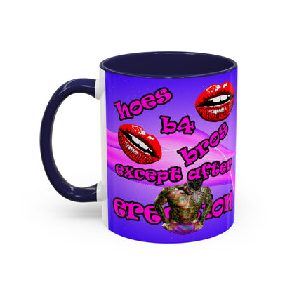 hoes b4 bros - Accent Mug (purple-pink wave)
