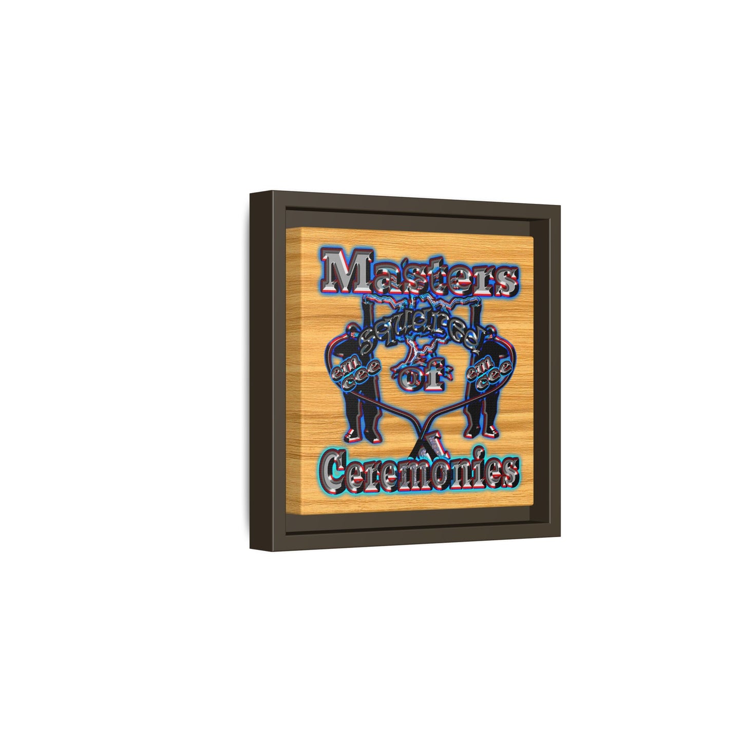 em cee squared - framed canvas art (butterscotch wood finish)