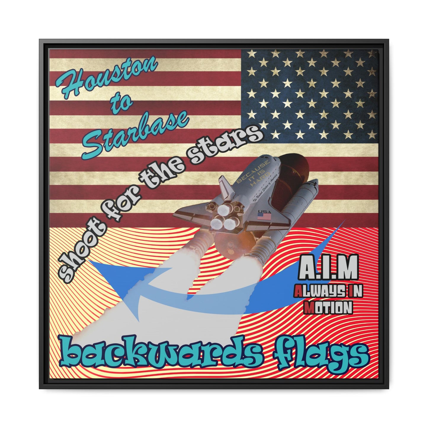shoot for the stars - framed canvas art (yellow-orange wave)