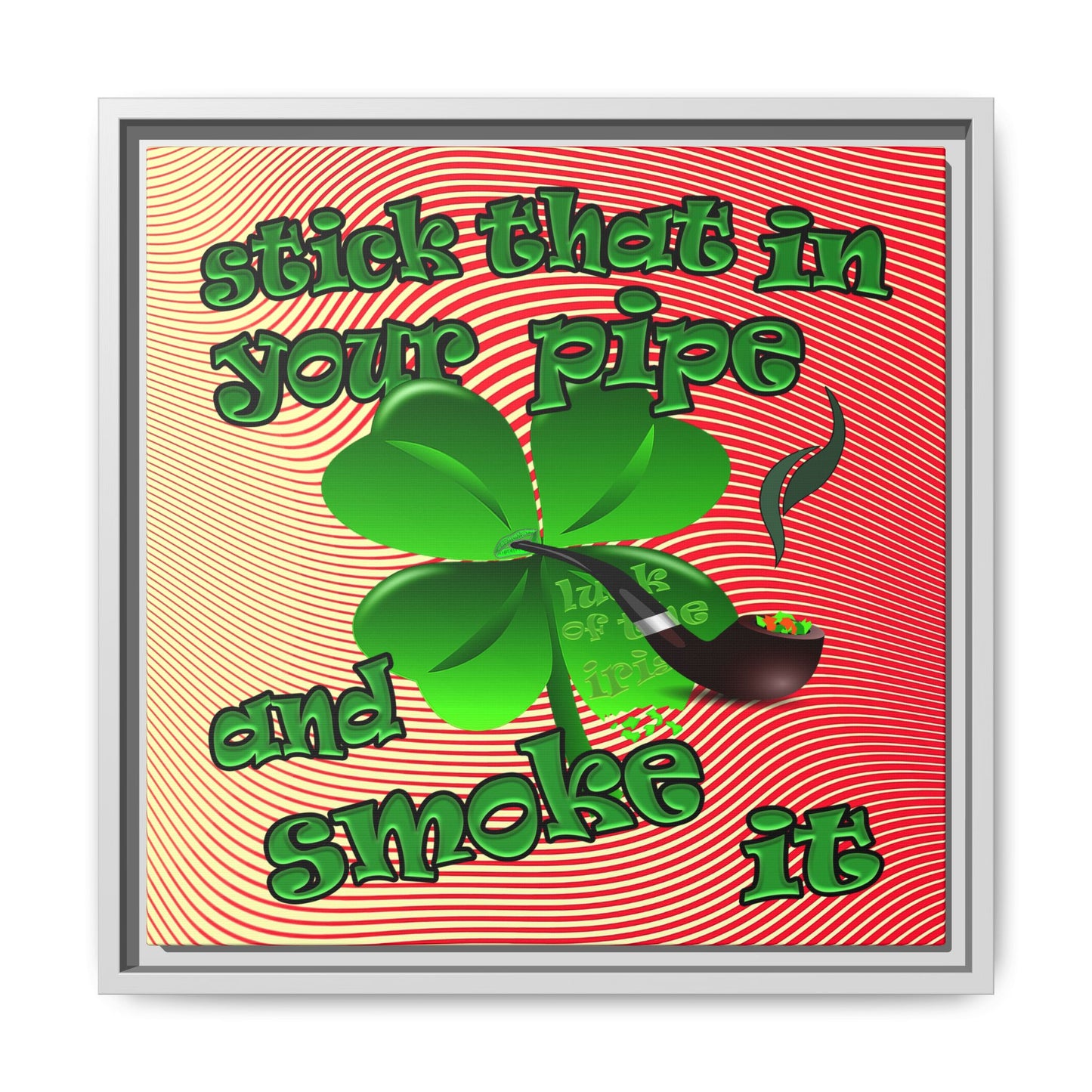 stick that in your pipe and smoke it - framed canvas art (yellow-orange wave)