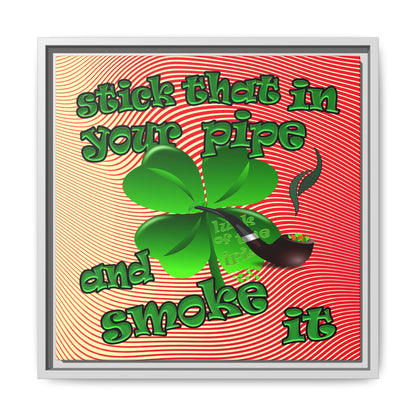 stick that in your pipe and smoke it - framed canvas art (yellow-orange wave)