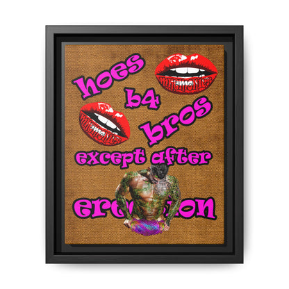 hoes b4 bros - framed canvas art (brown papyrus)