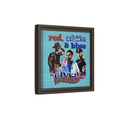 rw&b lives matter - framed canvas art (faded blue)
