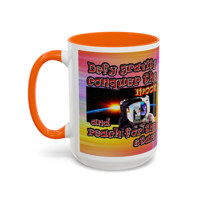 defy conquer reach - Accent Mug (color blur)