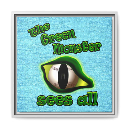 green monster - framed canvas art (faded blue)