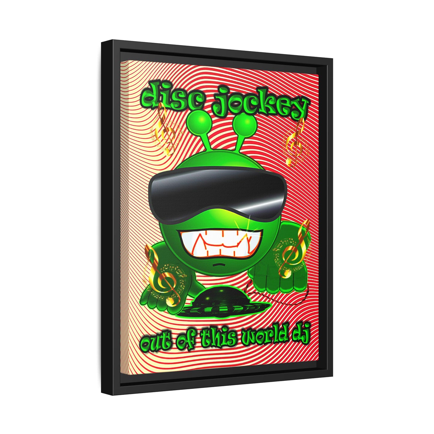 disc jockey - framed canvas art (yellow-orange wave)