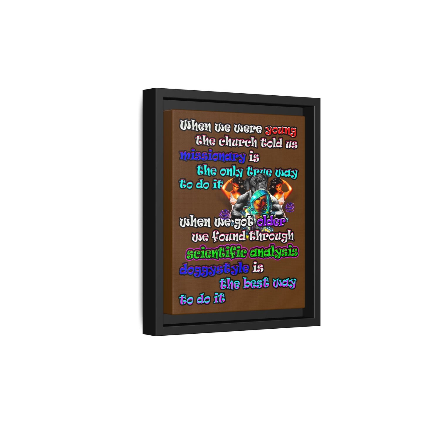 doggystyle - framed canvas art (brown)