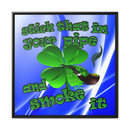 stick that in your pipe and smoke it - framed canvas art (blue-white wave)