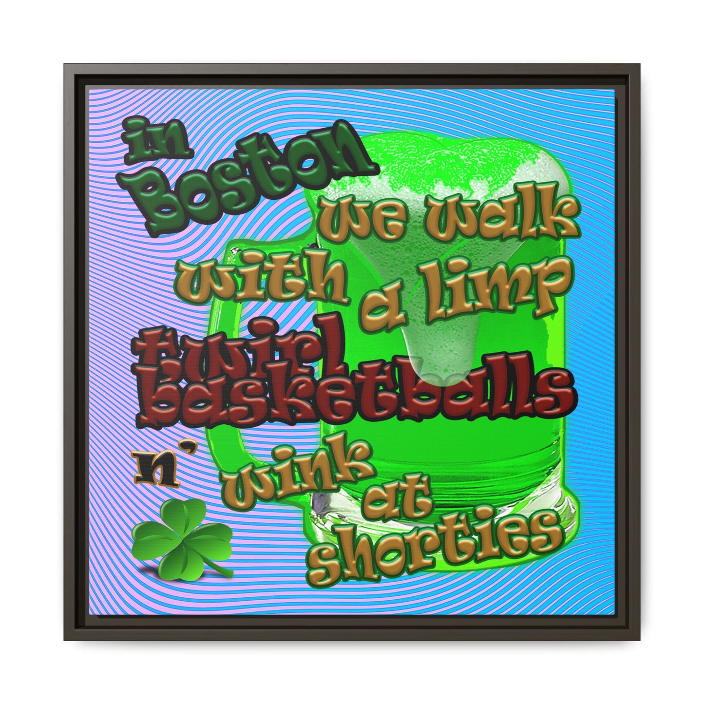 celtics logo - framed canvas art (light blue-purple wave)