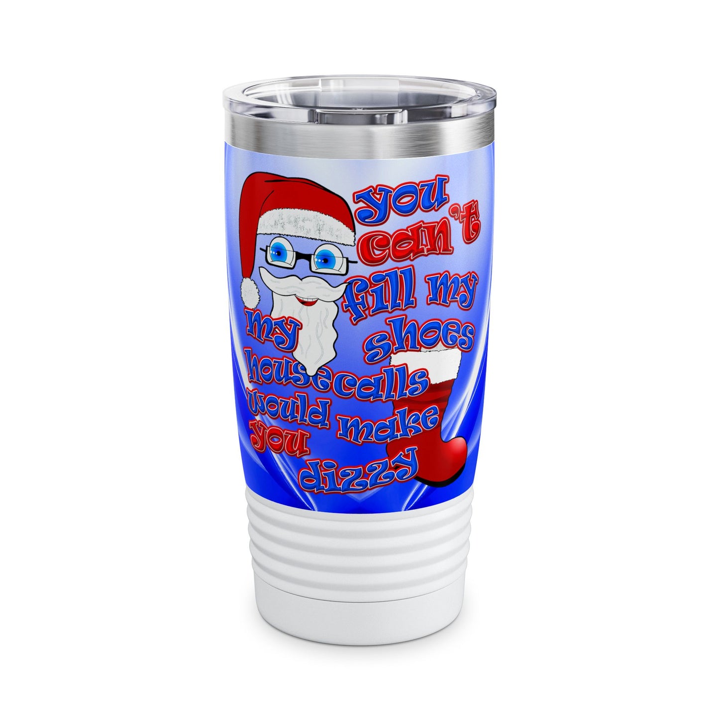 santa's shoes - Ringneck Tumbler, 20oz (blue-white wave)
