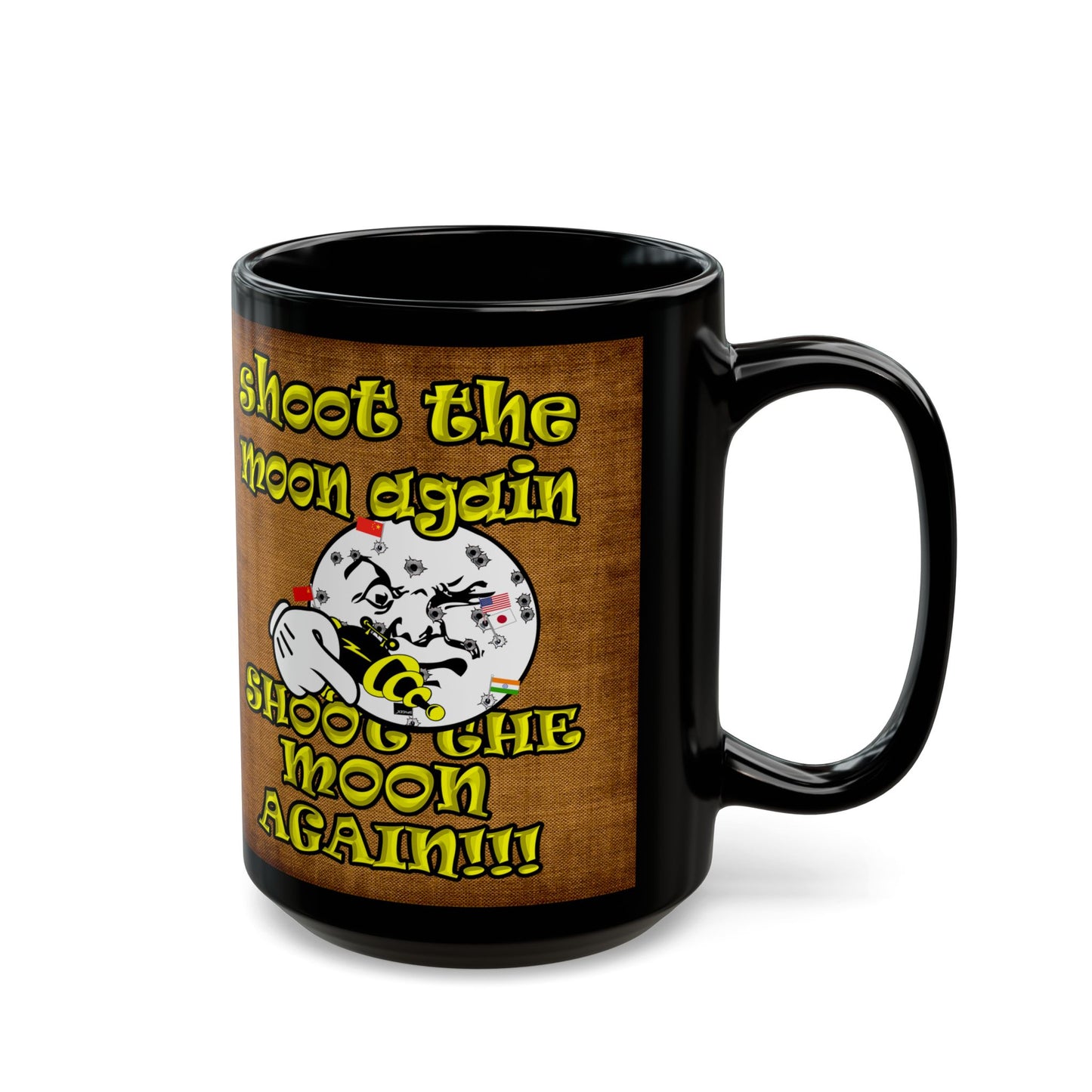 shoot the moon again - Black Mug (brown papyrus)