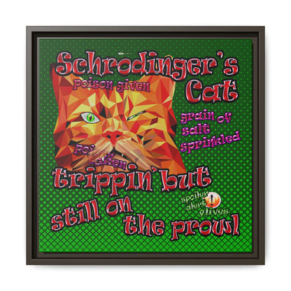 schrodinger's cat - framed canvas art (logo green)