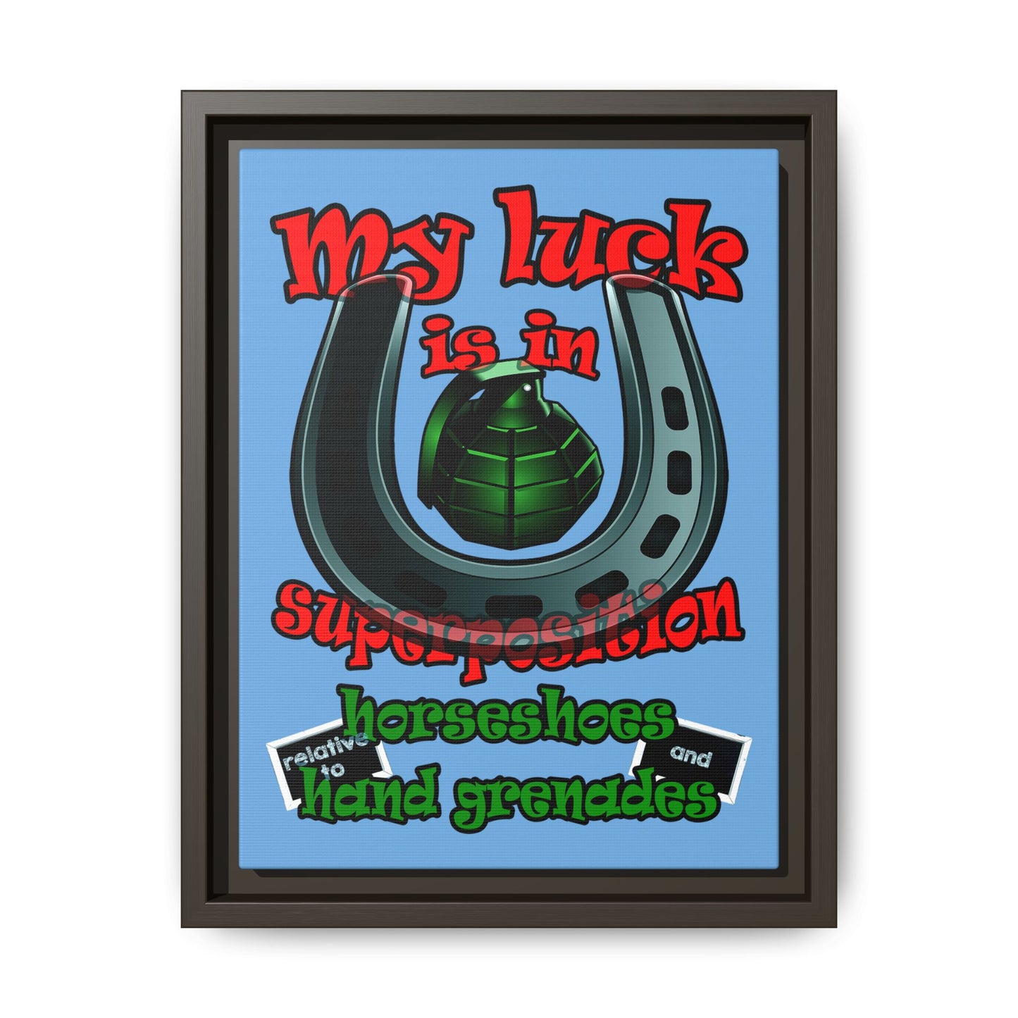 my luck - framed canvas art (light blue)