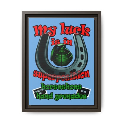 my luck - framed canvas art (light blue)