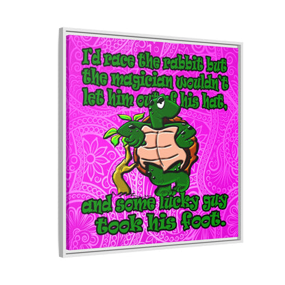turtle race - framed canvas art (pink swirl)