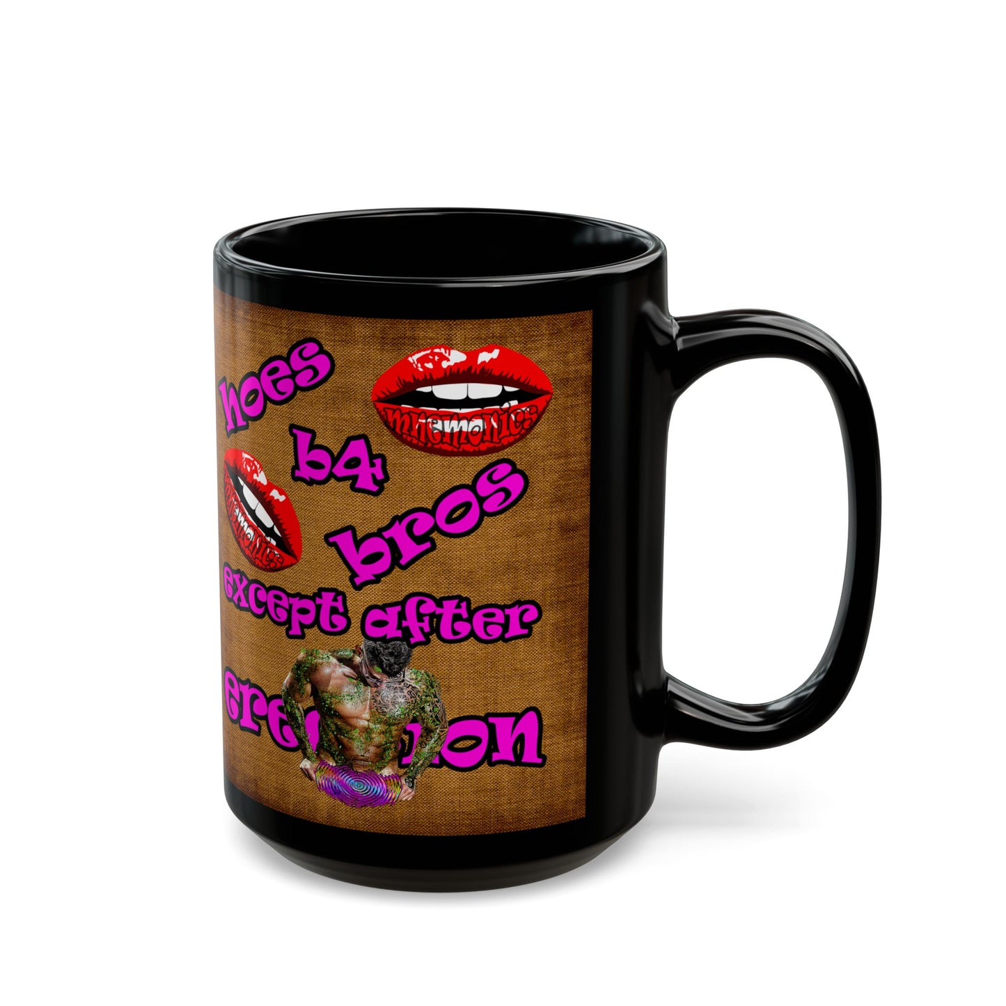 hoes b4 bros - Black Mug (brown papyrus)