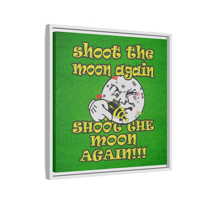 shoot the moon again - framed canvas art (green turf)