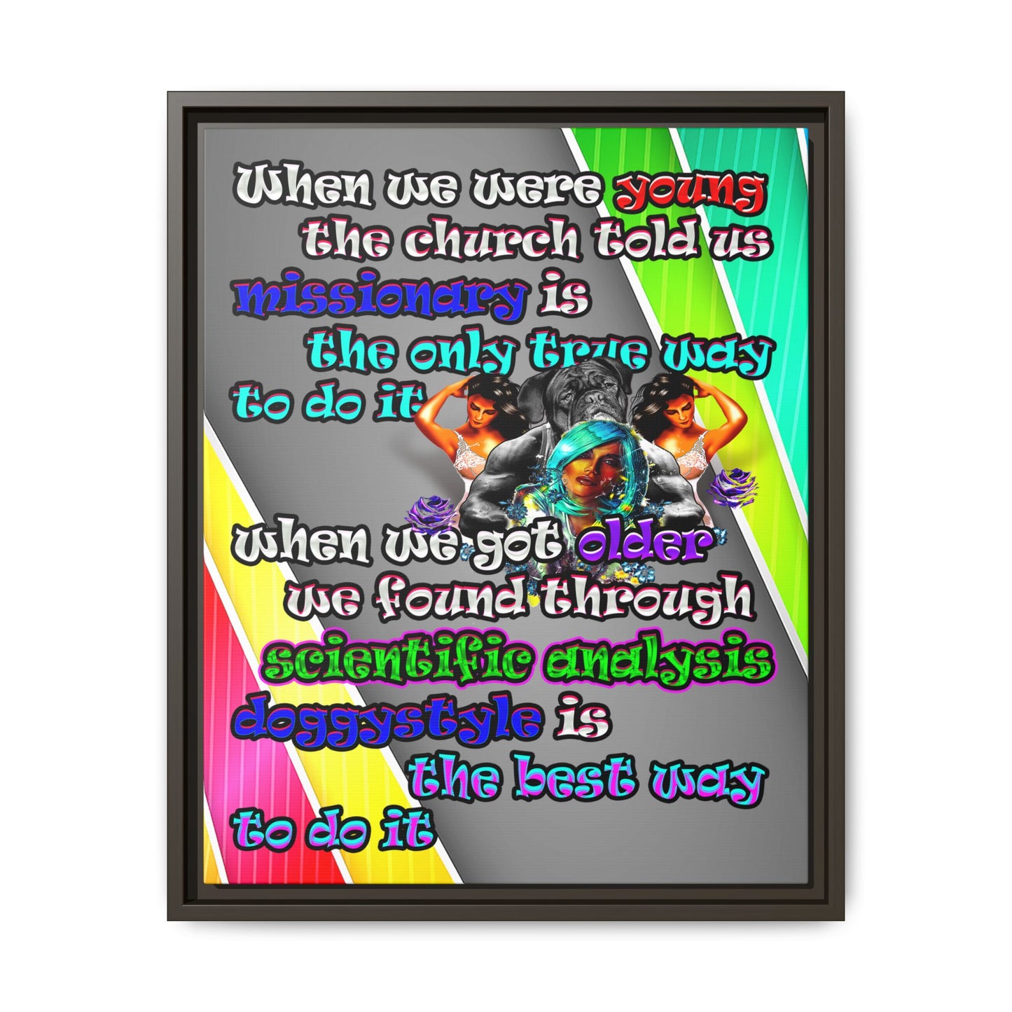 doggystyle - framed canvas art (rainbow split)