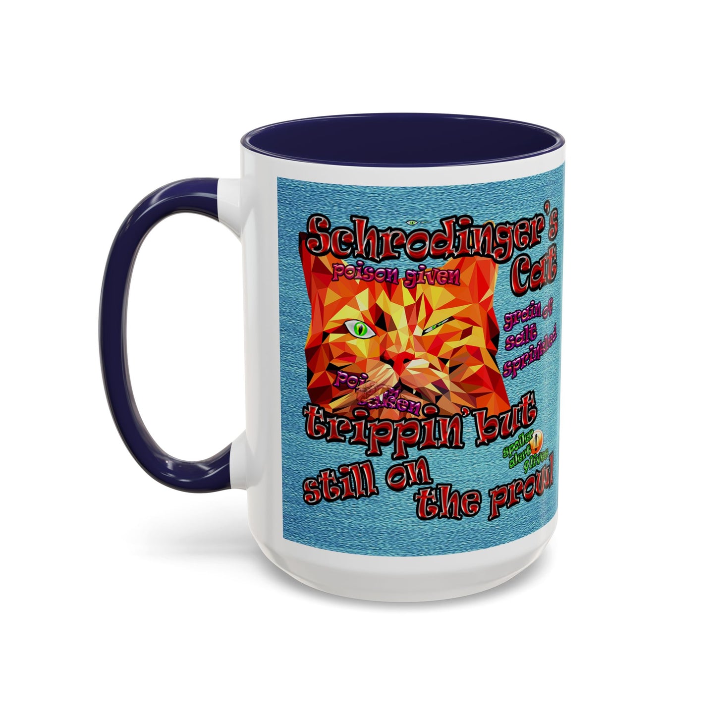 schrodinger's cat - Accent Mug (faded blue)