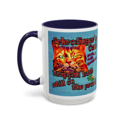 schrodinger's cat - Accent Mug (faded blue)