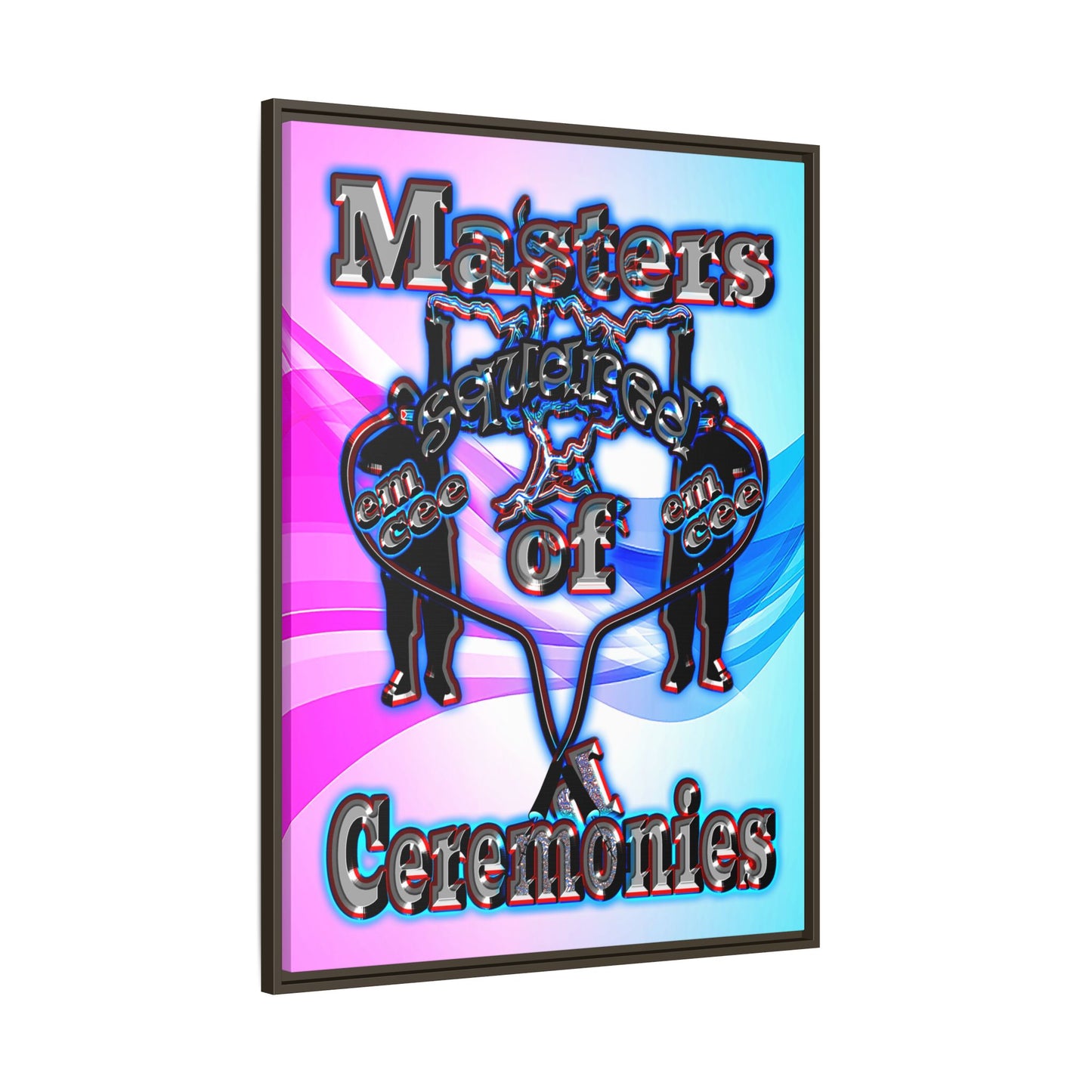 em cee squared - framed canvas art (light blue-pink wave)