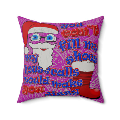 santa's shoes - Faux Suede Square Pillow - (pink swirl)