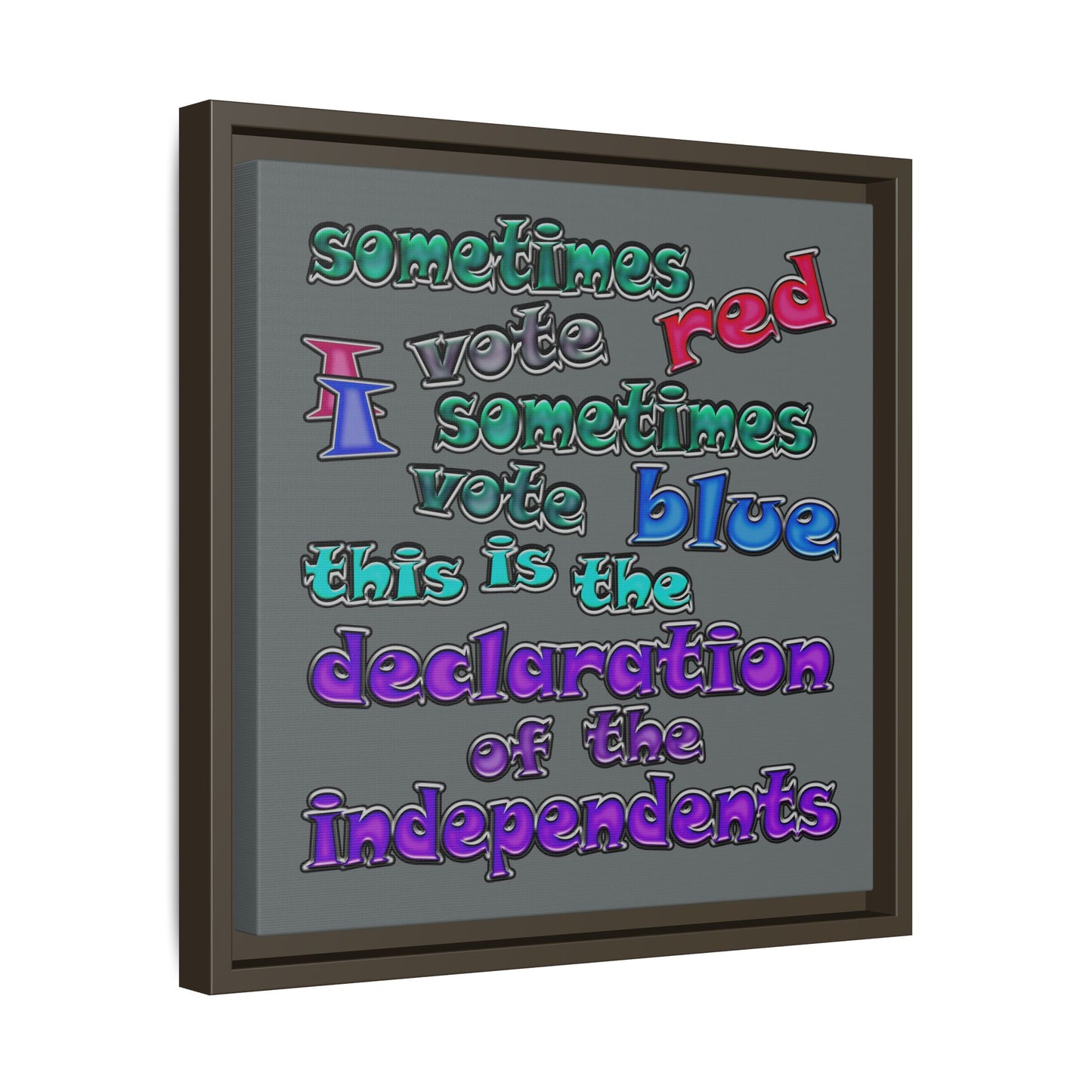 declaration of the independents - framed canvas art (dark grey)
