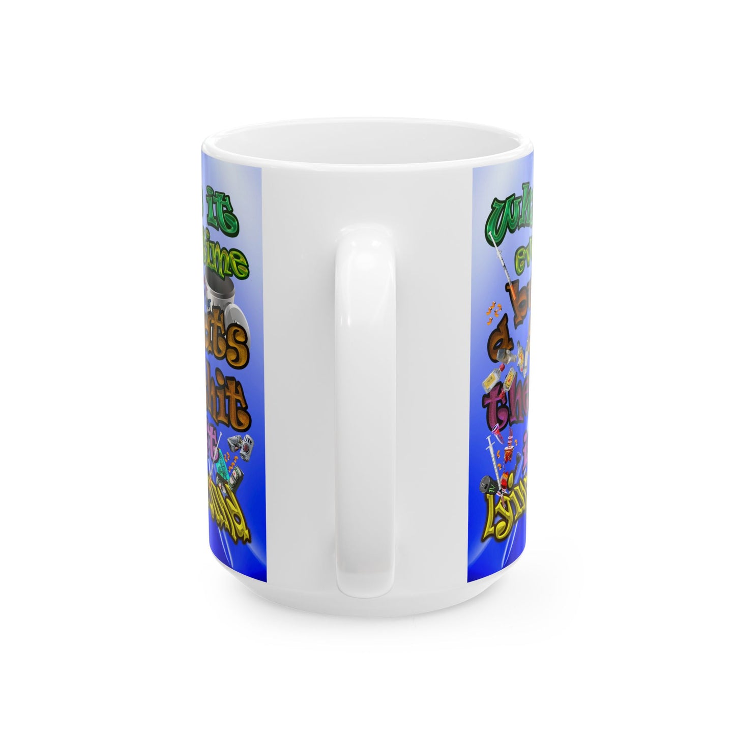 the bum's shit - White Mug (blue-white wave)