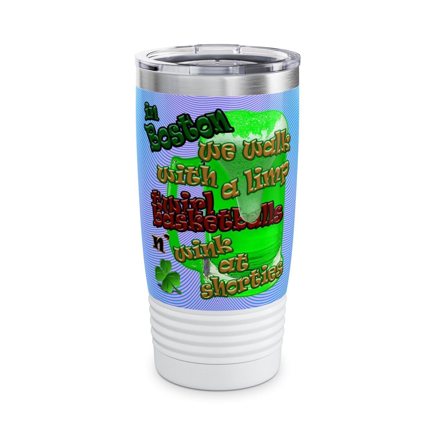 celtics logo - Ringneck Tumbler, 20oz (light blue-purple wave)