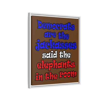 donkeys and elephants - framed canvas art (brown)