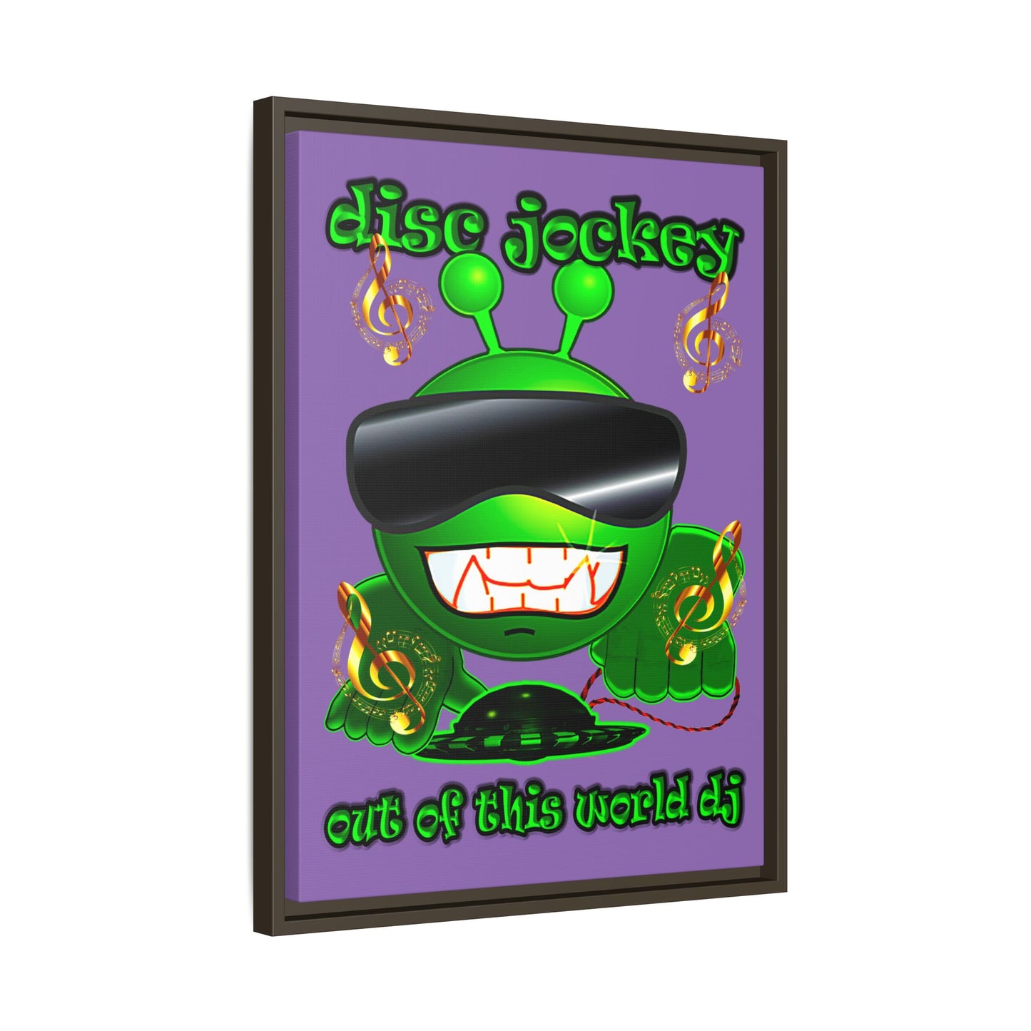 disc jockey - framed canvas art (light purple)