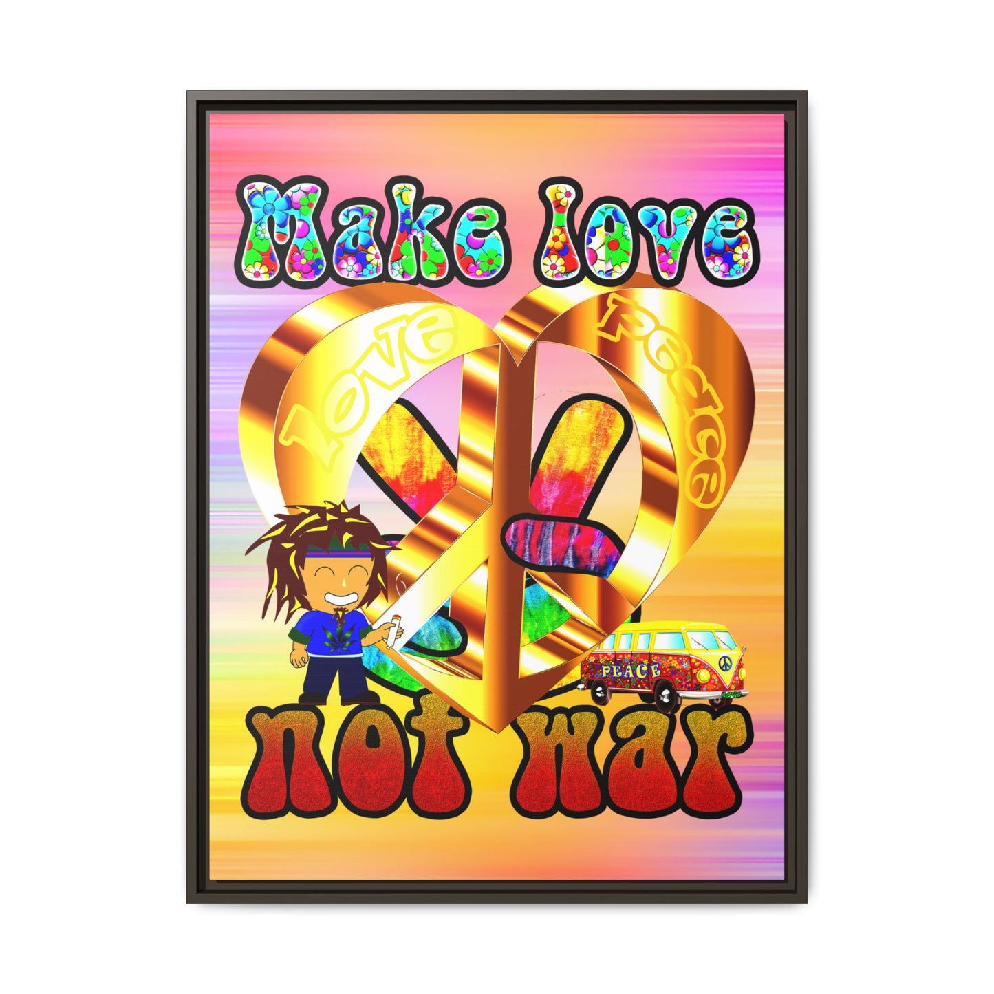 love peace - framed canvas art (color blur)
