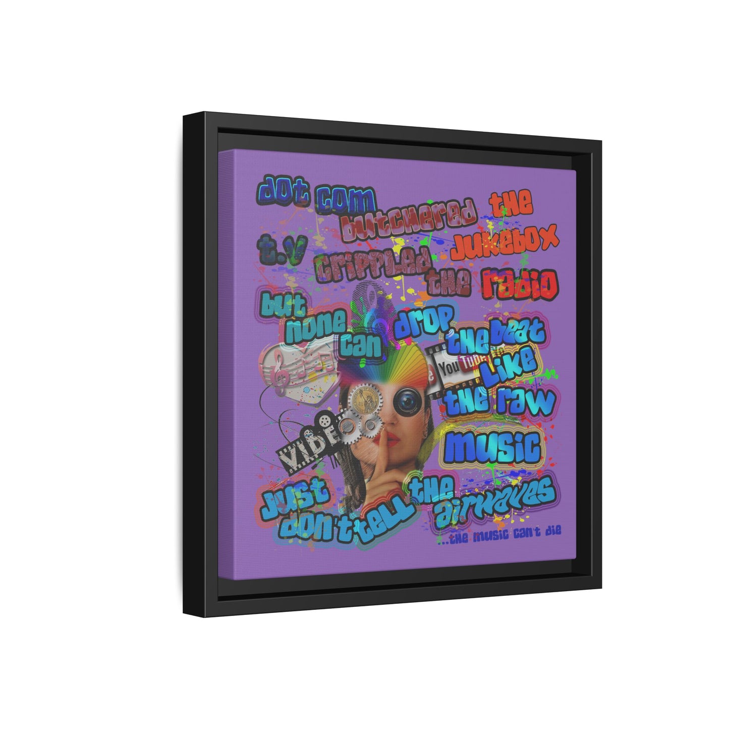 drop the beat - framed canvas art (light purple)