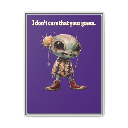 I don't care that your green - framed canvas art (purple)