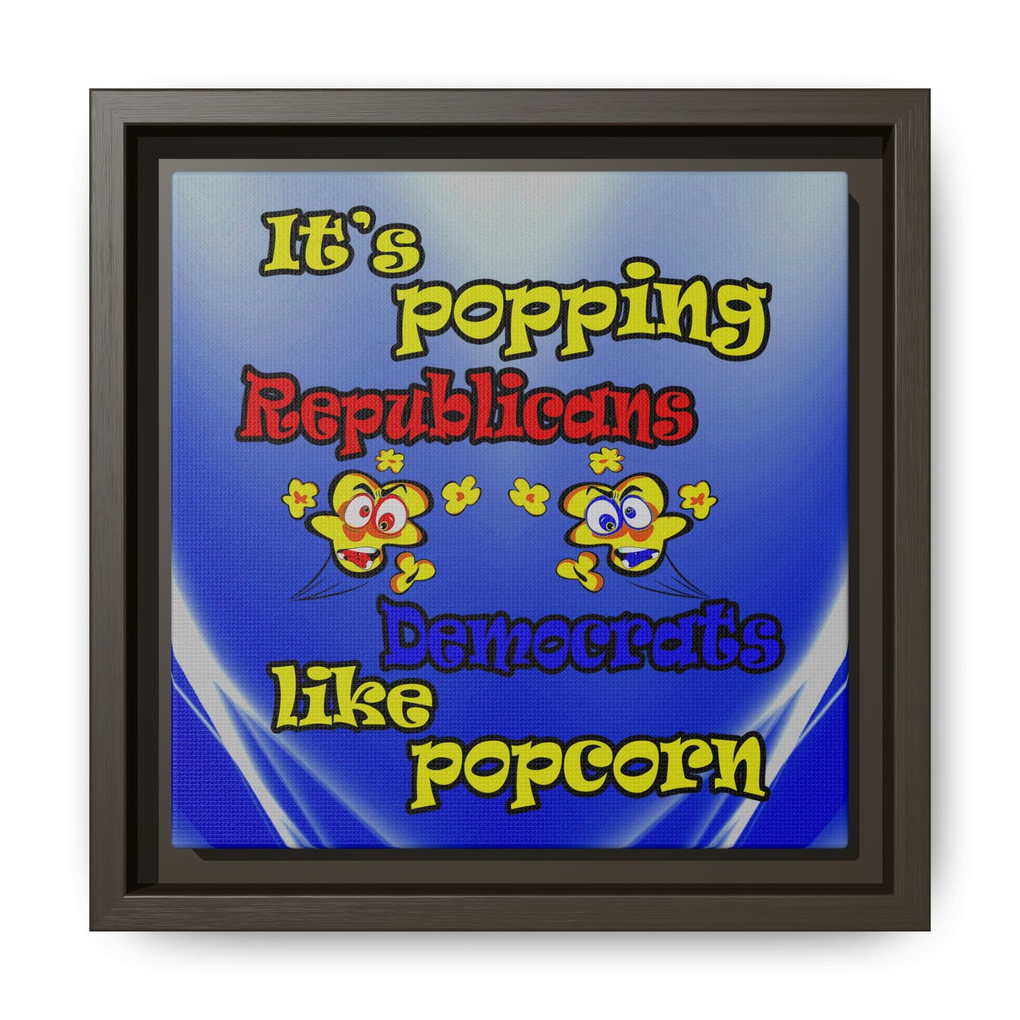 popping like popcorn - framed canvas art (blue-white wave)