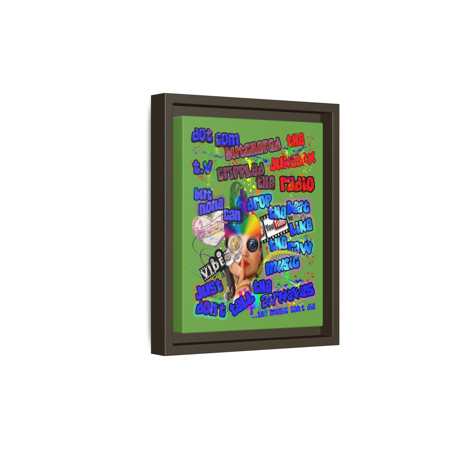drop the beat - framed canvas art (green)