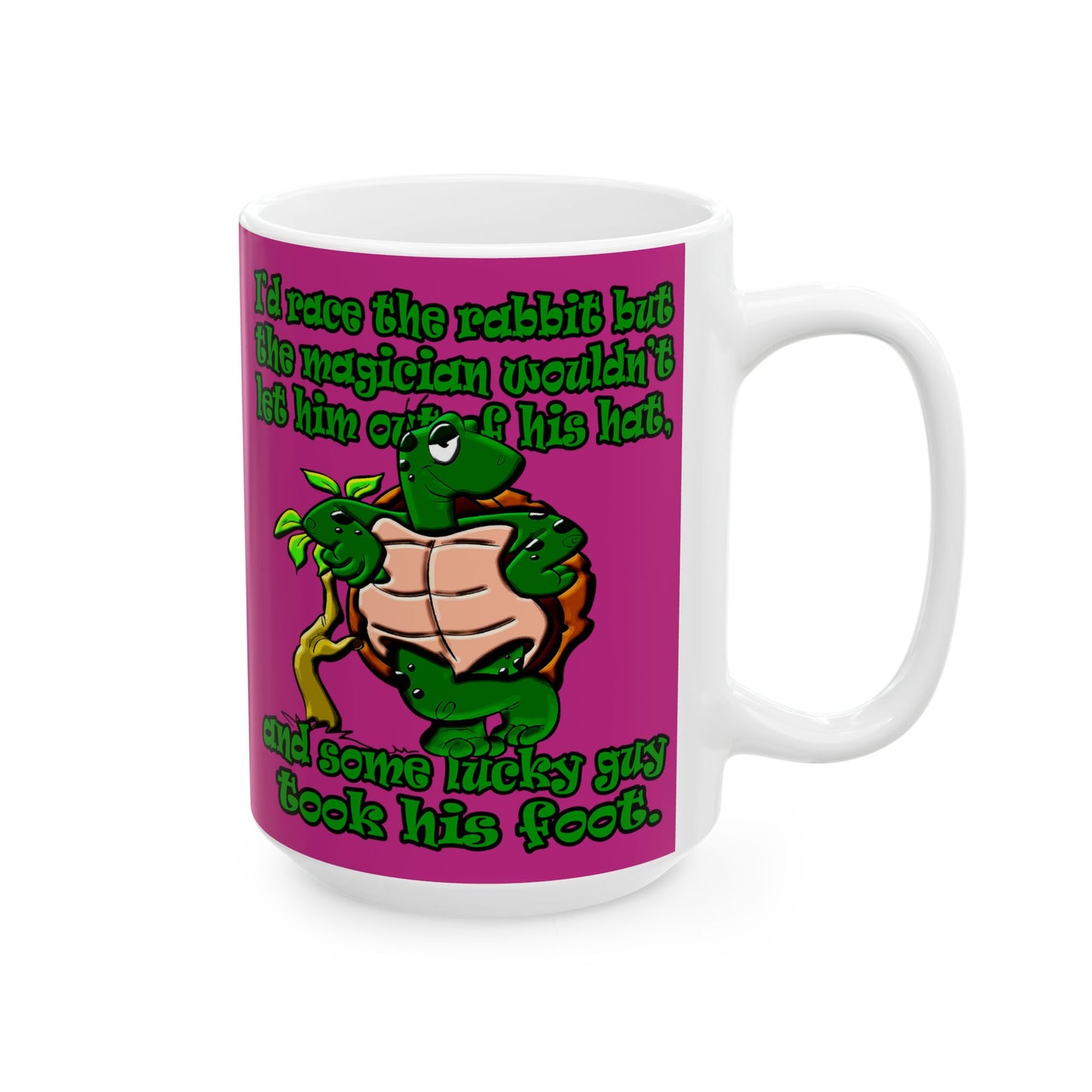 turtle race - White Mug (pink)