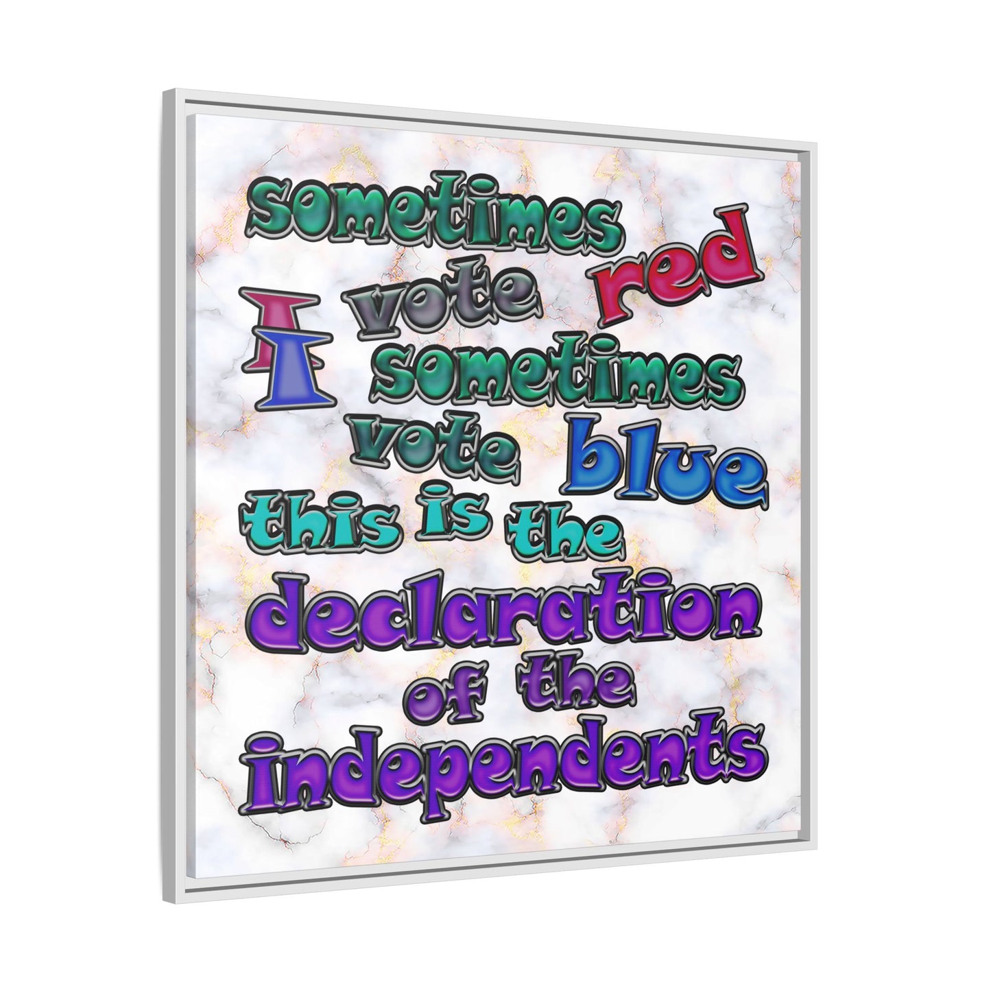 declaration of the independents - framed canvas art (white marble)