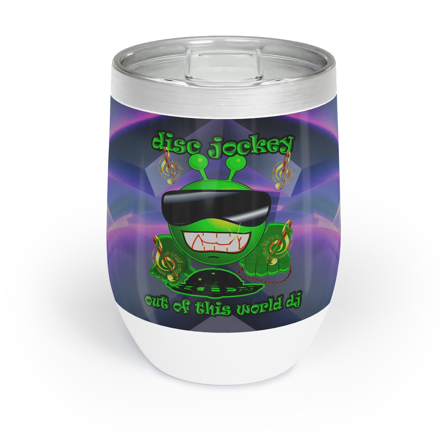 disc jockey - Chill Wine Tumbler (grey-pink wave)