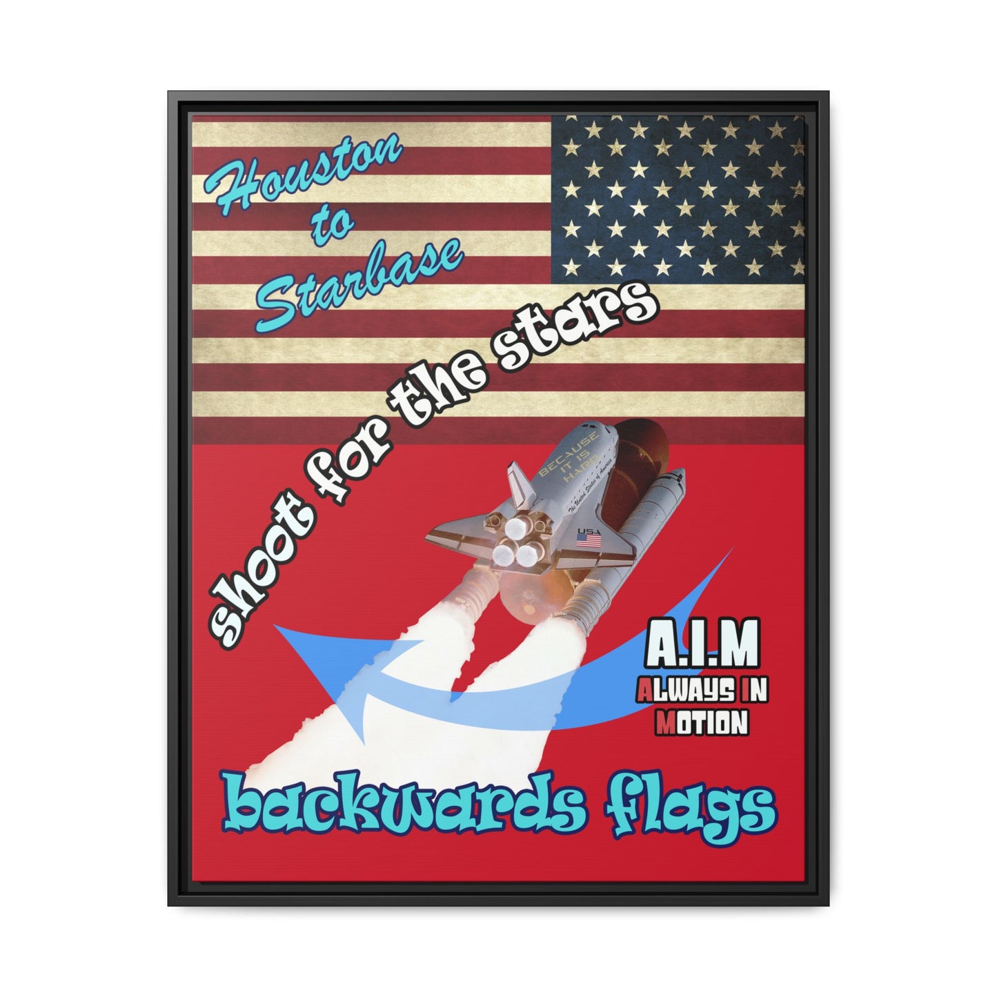 shoot for the stars - framed canvas art (dark red)